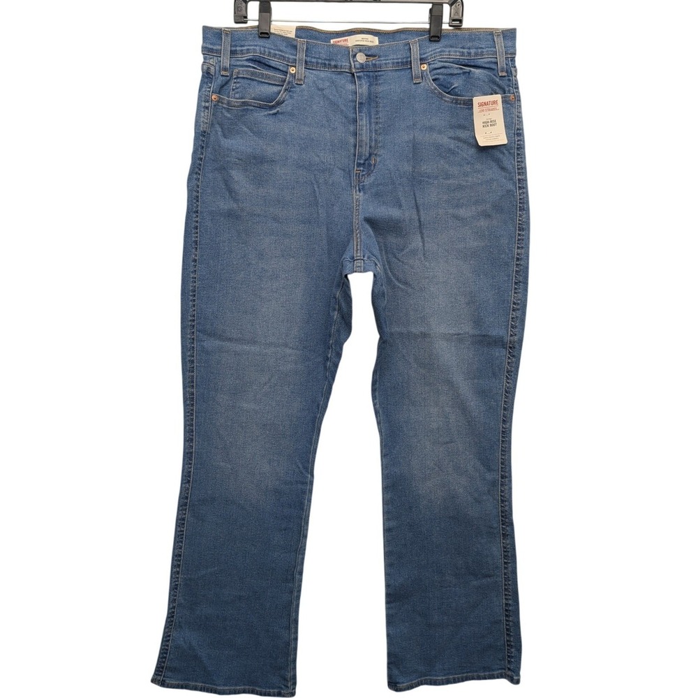 Signature Levi Strauss Heritage High Rise Kick Boot Jeans Womens 20 W35 Blue NEW